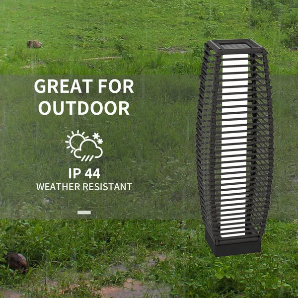 Outsunny Solar-Powered Rattan Floor Lamp, Auto On/Off LED Outdoor Garden Lantern, Pathway Light, Gray - product image 7