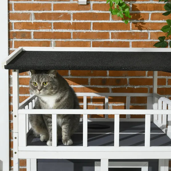 Solid Wood 4-Floor Cat Condo with Litter Box Space Multi-Level Cat Villa - product image 8