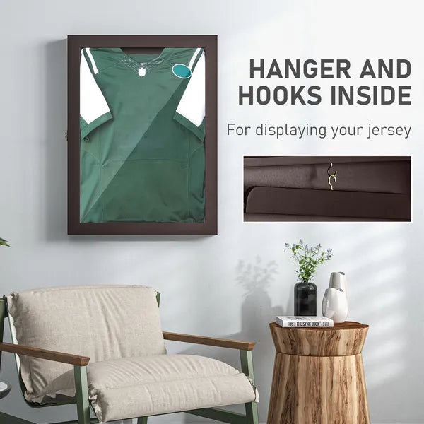 HOMCOM Sports Jersey Display Case 235x315 UV Protection Frame Wall Mount Brown - product image 5