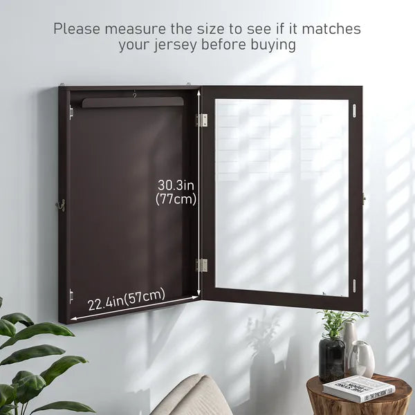 HOMCOM Sports Jersey Display Case 235x315 UV Protection Frame Wall Mount Brown - product image 7