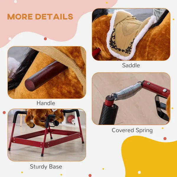Qaba Spring Rocking Horse with Sound for Kids Ages 3 Plus Almond - product image 6