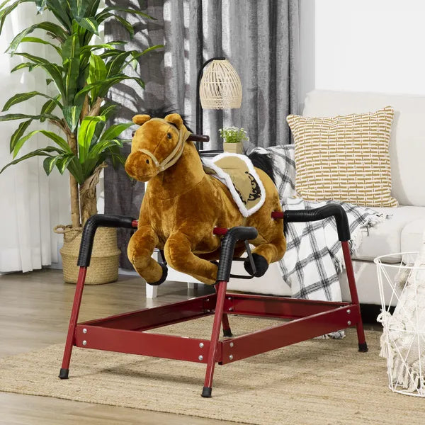 Qaba Spring Rocking Horse with Sound for Kids Ages 3 Plus Almond - product image 10