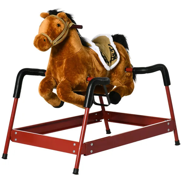 Qaba Spring Rocking Horse with Sound for Kids Ages 3 Plus Almond - product image 11