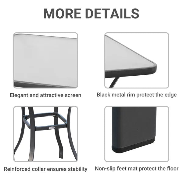 Outsunny Square Bistro Table 33 Tempered Glass Top Outdoor Garden Dining Table - product image 6