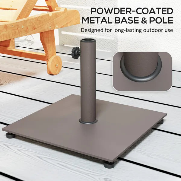 Square Patio Umbrella Base, 29 lbs Metal Umbrella Stand Base with Adjustable Foot Pads, Heavy Duty Patio Umbrella Holder for 1.5"/1.9" Umbrella Poles for Outdoor, Lawn, Poolside, Brown - product image 5