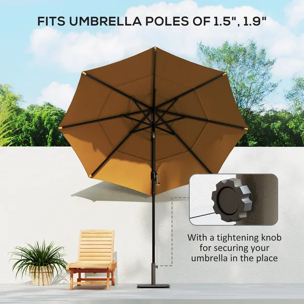 Square Patio Umbrella Base, 29 lbs Metal Umbrella Stand Base with Adjustable Foot Pads, Heavy Duty Patio Umbrella Holder for 1.5"/1.9" Umbrella Poles for Outdoor, Lawn, Poolside, Brown - product image 4