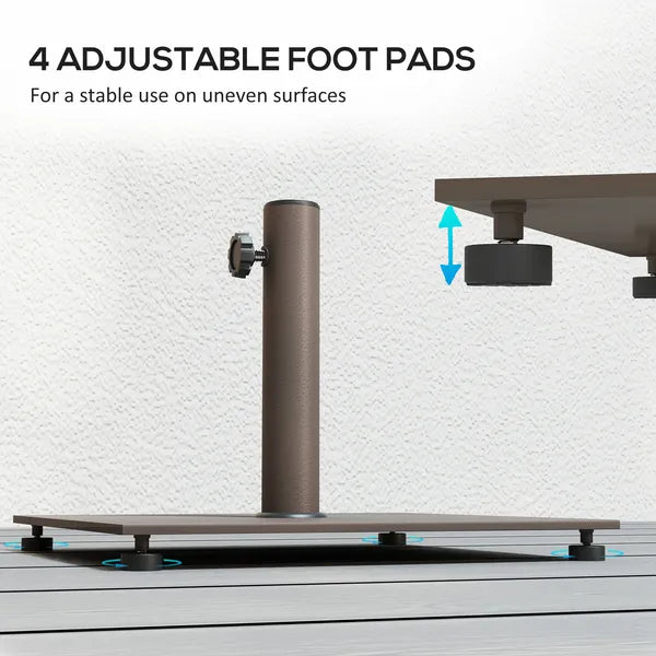 Square Patio Umbrella Base, 29 lbs Metal Umbrella Stand Base with Adjustable Foot Pads, Heavy Duty Patio Umbrella Holder for 1.5"/1.9" Umbrella Poles for Outdoor, Lawn, Poolside, Brown - product image 6