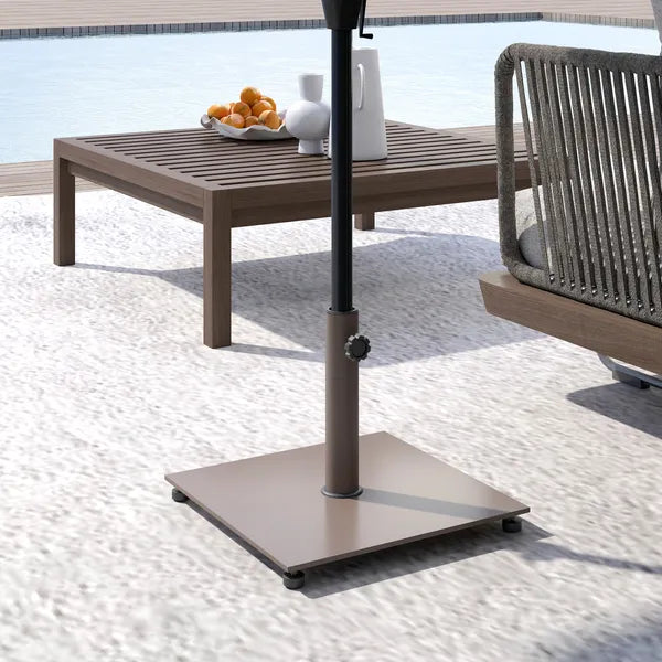 Square Patio Umbrella Base, 29 lbs Metal Umbrella Stand Base with Adjustable Foot Pads, Heavy Duty Patio Umbrella Holder for 1.5"/1.9" Umbrella Poles for Outdoor, Lawn, Poolside, Brown - product image 9