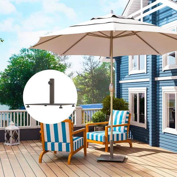 Square Patio Umbrella Base, 29 lbs Metal Umbrella Stand Base with Adjustable Foot Pads, Heavy Duty Patio Umbrella Holder for 1.5"/1.9" Umbrella Poles for Outdoor, Lawn, Poolside, Brown - product image 2