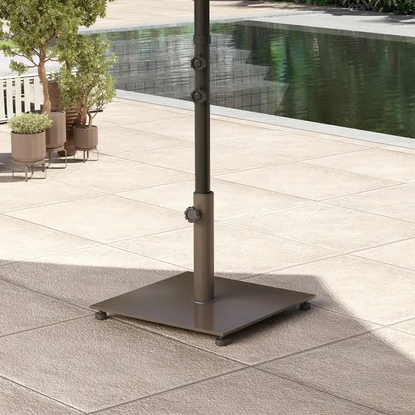Square Patio Umbrella Base, 29 lbs Metal Umbrella Stand Base with Adjustable Foot Pads, Heavy Duty Patio Umbrella Holder for 1.5"/1.9" Umbrella Poles for Outdoor, Lawn, Poolside, Brown - product image 8