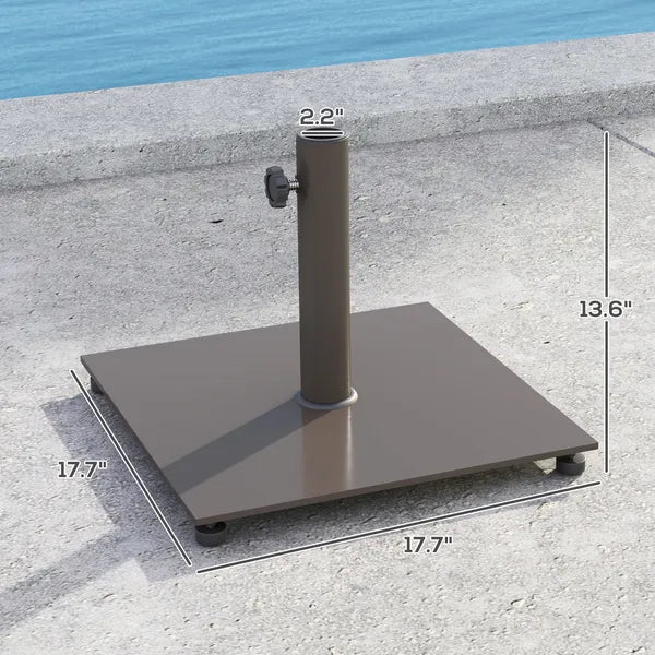 Square Patio Umbrella Base, 29 lbs Metal Umbrella Stand Base with Adjustable Foot Pads, Heavy Duty Patio Umbrella Holder for 1.5"/1.9" Umbrella Poles for Outdoor, Lawn, Poolside, Brown - product image 3