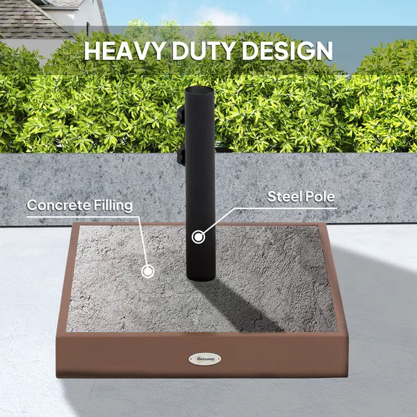 Outsunny Square Patio Umbrella Base, 42 lbs Concrete Heavy Duty Umbrella Base with Holder for 1.25"/1.5" Poles for Outdoor, Lawn, Poolside, Coffee - product image 5