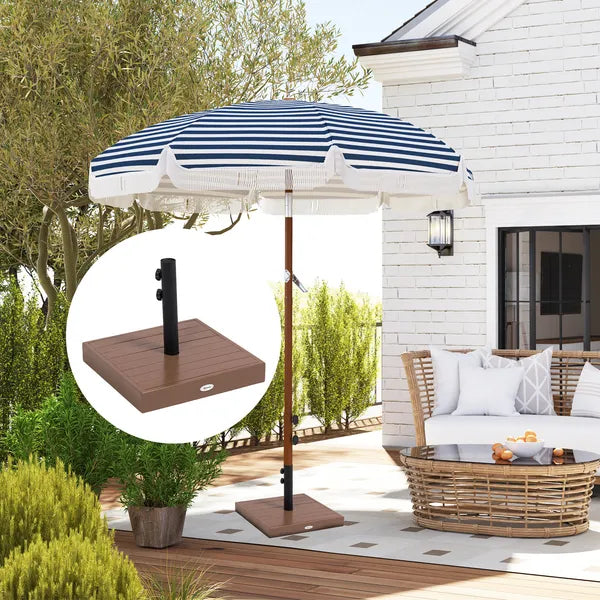 Outsunny Square Patio Umbrella Base, 42 lbs Concrete Heavy Duty Umbrella Base with Holder for 1.25"/1.5" Poles for Outdoor, Lawn, Poolside, Coffee - product image 2