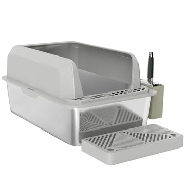 PawHut Stainless Steel Litter Box with Metal Scoop and Scoop Holder, High Sided, Anti-Urine Leakage, Non-Sticky - product image 1