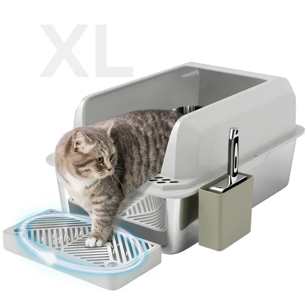 PawHut Stainless Steel Litter Box with Metal Scoop and Scoop Holder, High Sided, Anti-Urine Leakage, Non-Sticky - product image 11
