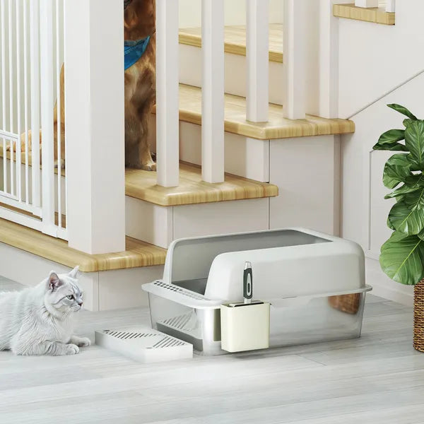 PawHut Stainless Steel Litter Box with Metal Scoop and Scoop Holder, High Sided, Anti-Urine Leakage, Non-Sticky - product image 10