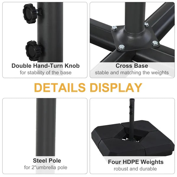 Outsunny Steel Parasol Base: 4 Fillable Weights for Patio Umbrella Stability - product image 5