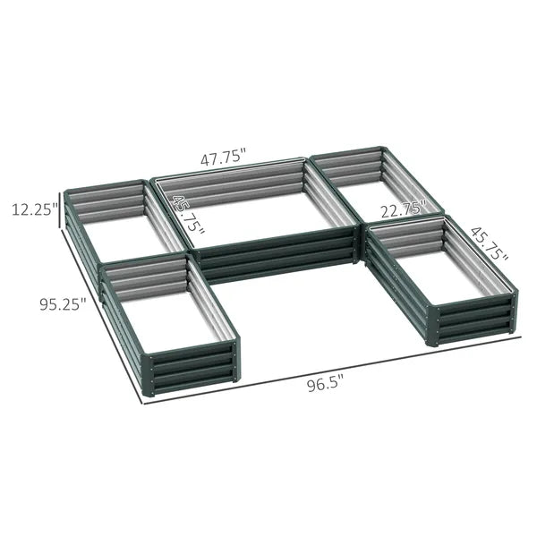 Steel Raised Garden Bed, Set of 5 Large Box Planters for Outdoor Plants Vegetables Flowers Herbs, 8x8x1ft, Green - product image 3