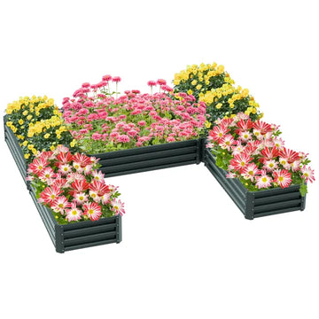 Steel Raised Garden Bed, Set of 5 Large Box Planters for Outdoor Plants Vegetables Flowers Herbs, 8x8x1ft, Green - product image 1