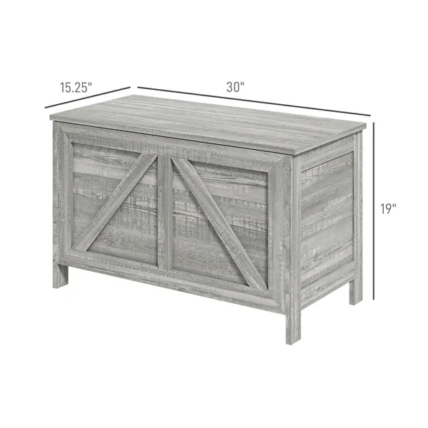 Storage Chest, Farmhouse Lift Top Box Organizer with Safety Hinge, for Bedroom, Entryway, Living Room, Gray Wood Grain - product image 3