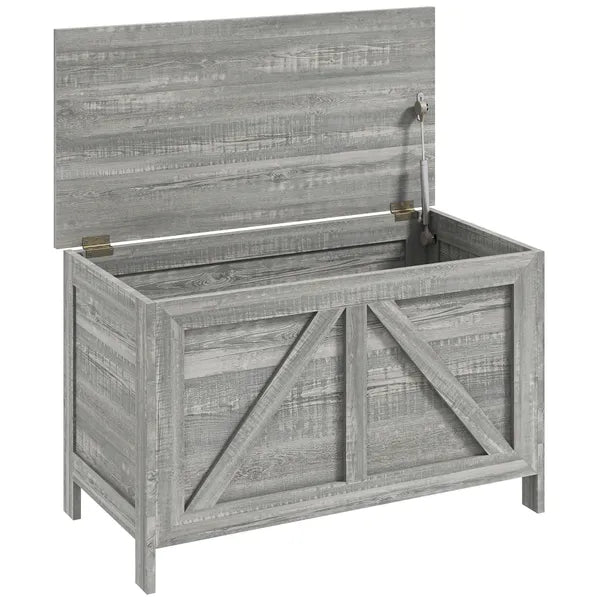 Storage Chest, Farmhouse Lift Top Box Organizer with Safety Hinge, for Bedroom, Entryway, Living Room, Gray Wood Grain - product image 11
