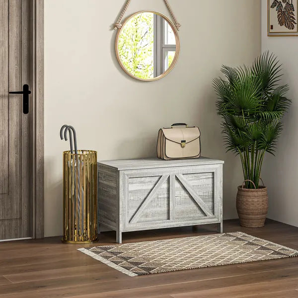 Storage Chest, Farmhouse Lift Top Box Organizer with Safety Hinge, for Bedroom, Entryway, Living Room, Gray Wood Grain - product image 2
