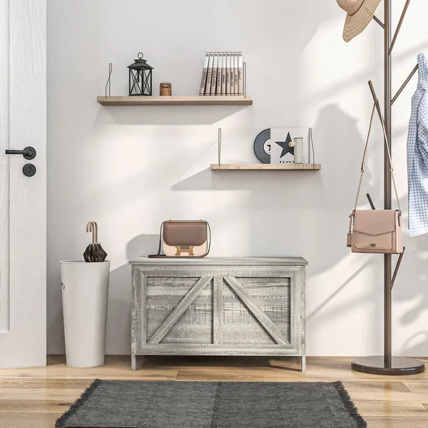 Storage Chest, Farmhouse Lift Top Box Organizer with Safety Hinge, for Bedroom, Entryway, Living Room, Gray Wood Grain - product image 8