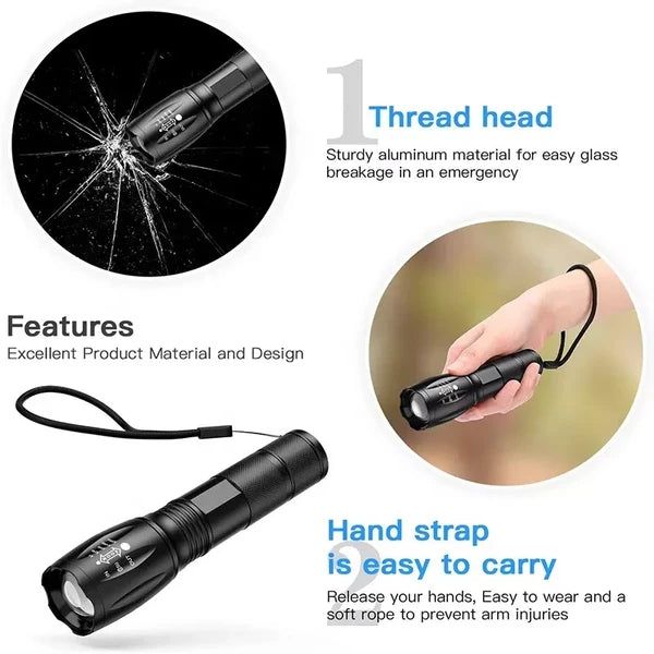 2 Pack Zoomable LED Tactical Flashlights with 5 Modes and AAA Battery Holders - product view 17