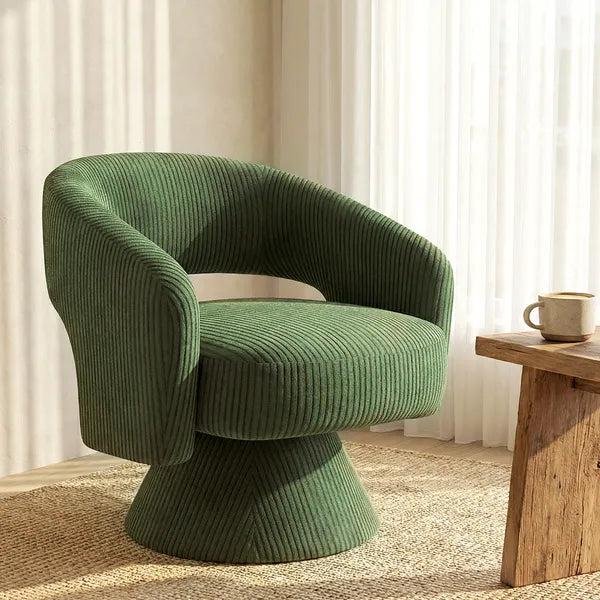 Swivel Barrel Accent Chair, Modern Upholstered Living Room Chair with Thick Padding for Reading, Green - product image 8
