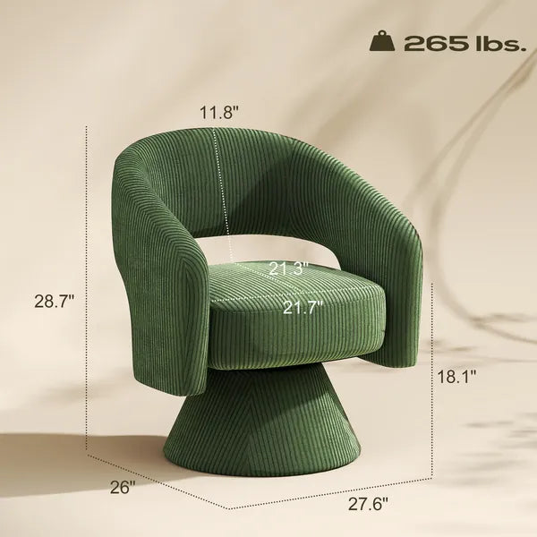 Swivel Barrel Accent Chair, Modern Upholstered Living Room Chair with Thick Padding for Reading, Green - product image 3