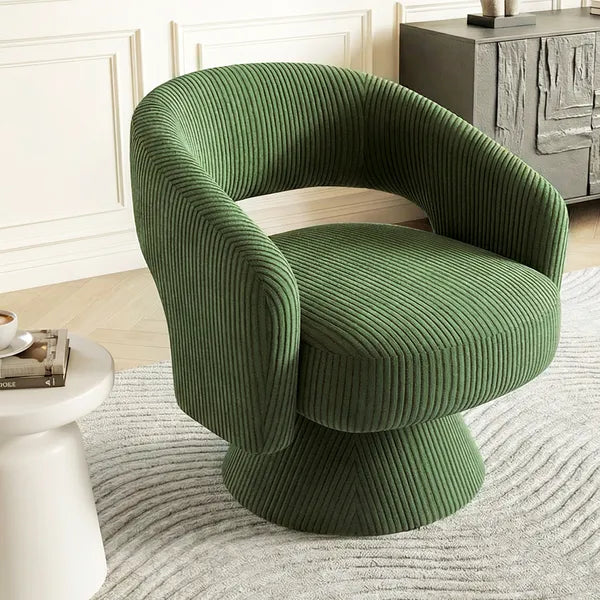 Swivel Barrel Accent Chair, Modern Upholstered Living Room Chair with Thick Padding for Reading, Green - product image 11