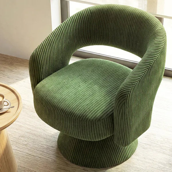 Swivel Barrel Accent Chair, Modern Upholstered Living Room Chair with Thick Padding for Reading, Green - product image 10