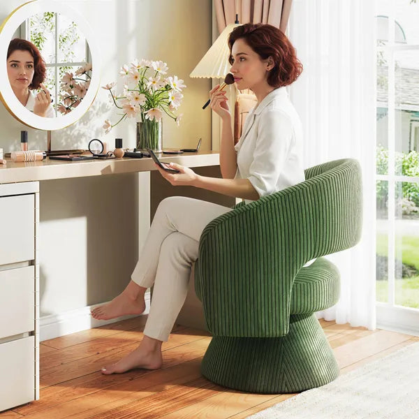 Swivel Barrel Accent Chair, Modern Upholstered Living Room Chair with Thick Padding for Reading, Green - product image 9