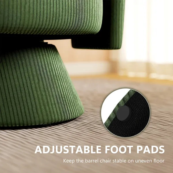 Swivel Barrel Accent Chair, Modern Upholstered Living Room Chair with Thick Padding for Reading, Green - product image 7