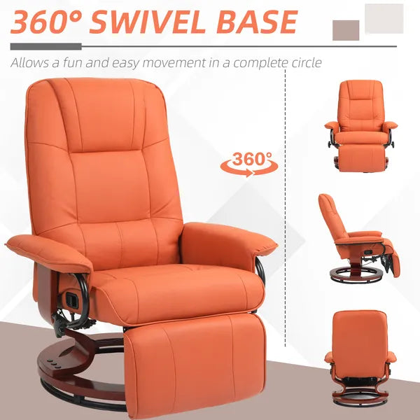 HOMCOM Swivel Recliner Chair with Footrest 145 Degree Recline Orange - product image 5