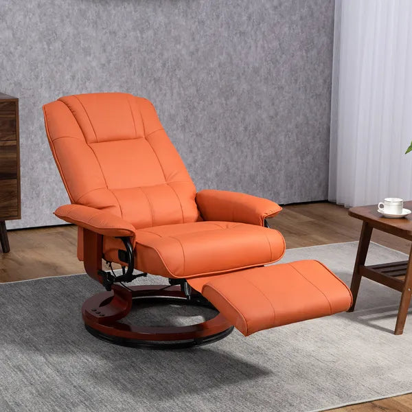 HOMCOM Swivel Recliner Chair with Footrest 145 Degree Recline Orange - product image 2