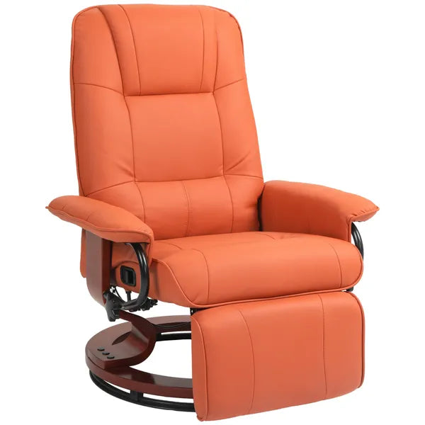 HOMCOM Swivel Recliner Chair with Footrest 145 Degree Recline Orange - product image 1