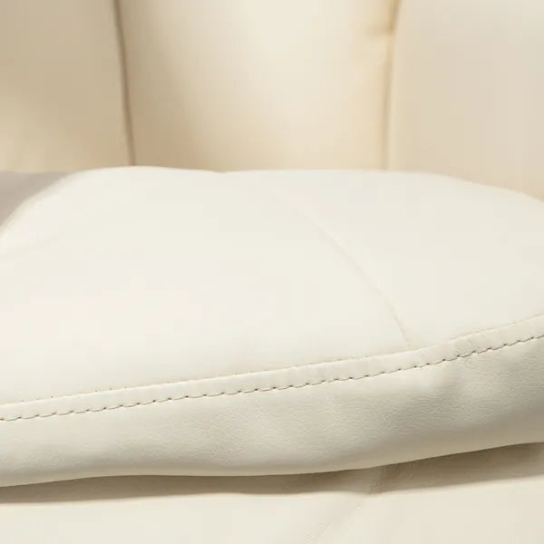 Swivel Recliner Chair with Ottoman, Upholstered Recliner and Footrest with Round Wrapped Base for Living Room, Cream White - product image 9