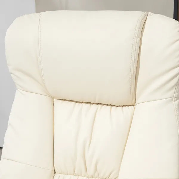 Swivel Recliner Chair with Ottoman, Upholstered Recliner and Footrest with Round Wrapped Base for Living Room, Cream White - product image 7