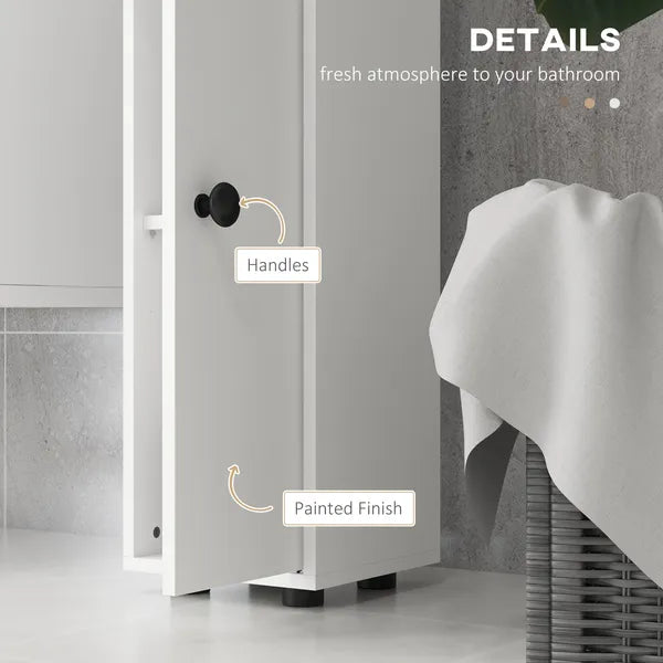 Kleankin Tall Bathroom Storage Cabinet, 71" Narrow with Open Shelves and 2 Door Cabinets, Adjustable Shelves, White - product image 6