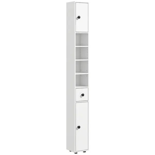 Kleankin Tall Bathroom Storage Cabinet, 71" Narrow with Open Shelves and 2 Door Cabinets, Adjustable Shelves, White - product image 1
