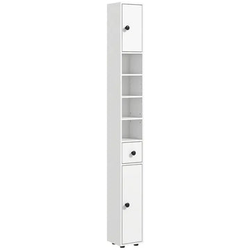 Kleankin Tall Bathroom Storage Cabinet, 71" Narrow with Open Shelves and 2 Door Cabinets, Adjustable Shelves, White - product image 1