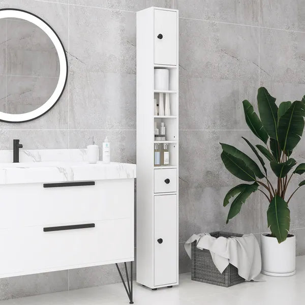 Kleankin Tall Bathroom Storage Cabinet, 71" Narrow with Open Shelves and 2 Door Cabinets, Adjustable Shelves, White - product image 7