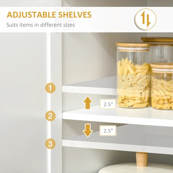 Tall Kitchen Pantry Cabinet Storage, Modern Kitchen Pantry Cabinet with Framed Glass Doors, Shelves and Drawers, White - product image 5