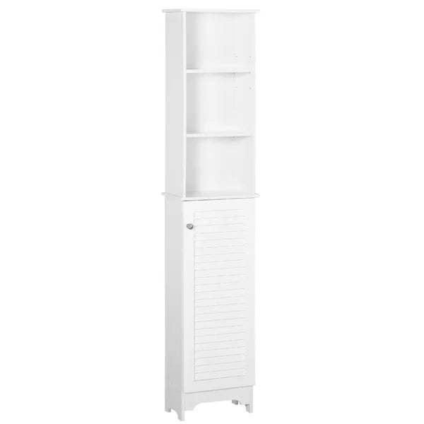 HOMCOM Tall Linen Cabinet Bathroom Floor Storage 3-Tier Shelf Cupboard White - product image 1