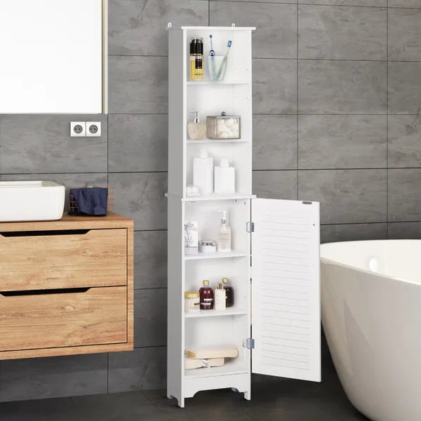 HOMCOM Tall Linen Cabinet Bathroom Floor Storage 3-Tier Shelf Cupboard White - product image 10