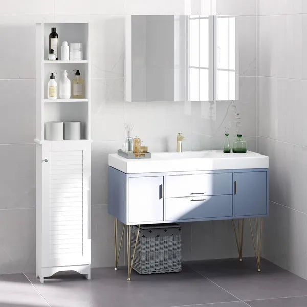 HOMCOM Tall Linen Cabinet Bathroom Floor Storage 3-Tier Shelf Cupboard White - product image 9