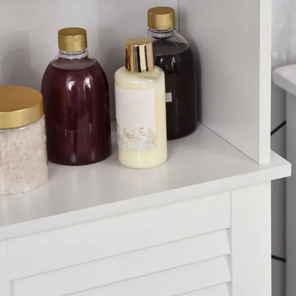 HOMCOM Tall Linen Cabinet Bathroom Floor Storage 3-Tier Shelf Cupboard White - product image 15