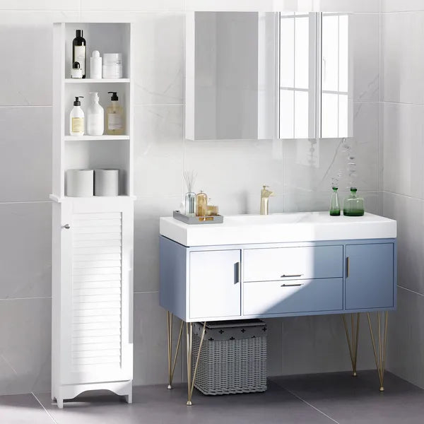 HOMCOM Tall Linen Cabinet Bathroom Floor Storage 3-Tier Shelf Cupboard White - product image 16