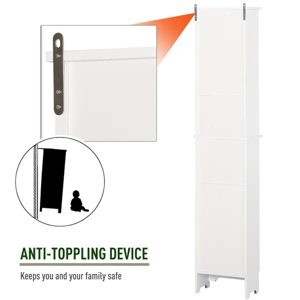 HOMCOM Tall Linen Cabinet Bathroom Floor Storage 3-Tier Shelf Cupboard White - product image 6